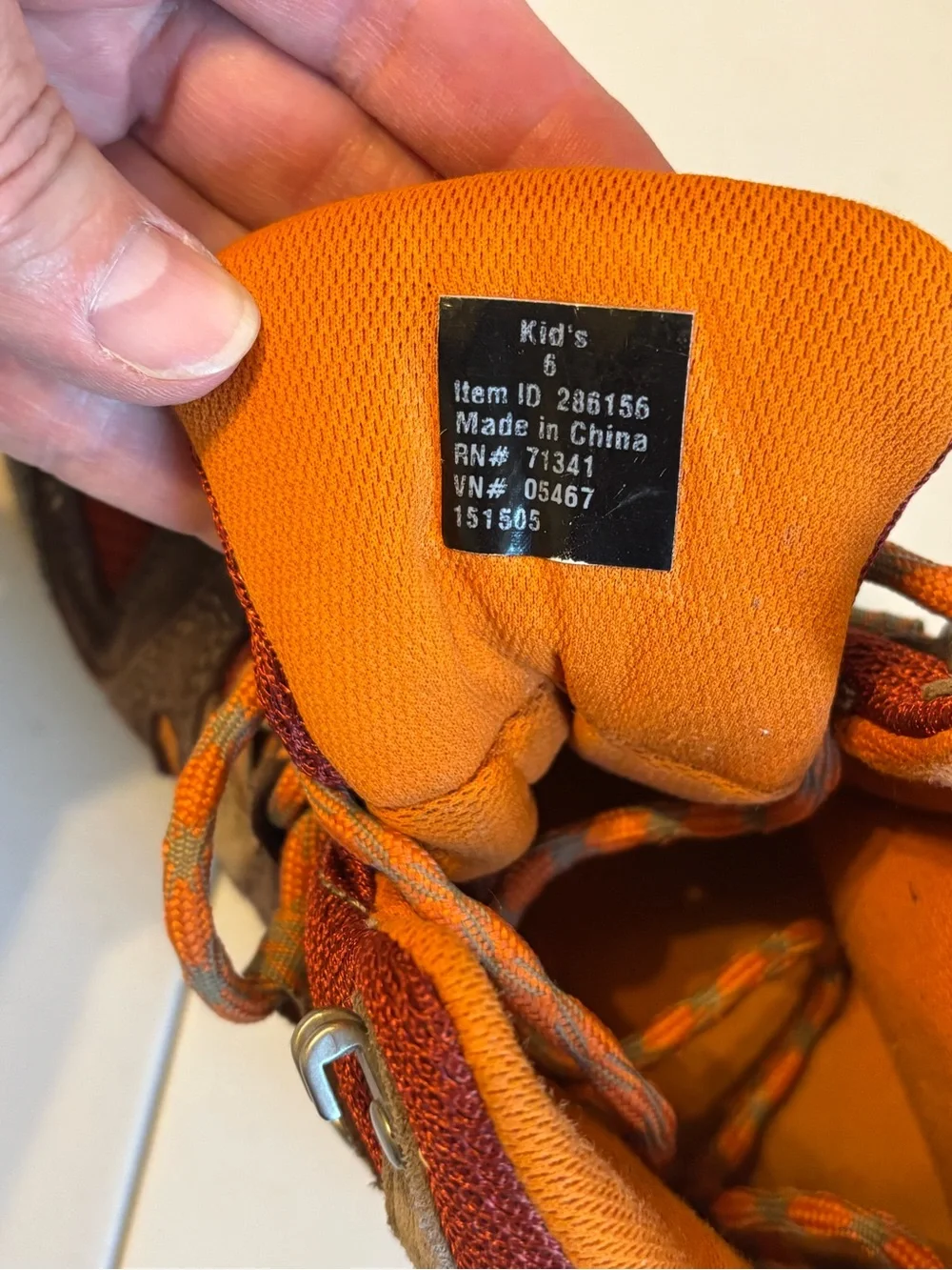 L.L. Bean Kids Orange and Brown Hiking Boots